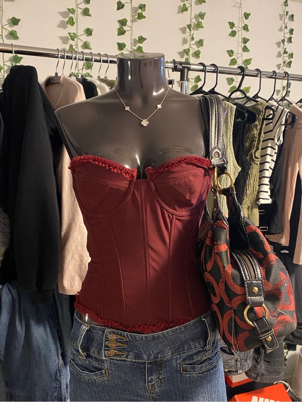 Edikted Burgundy Strapless Corset